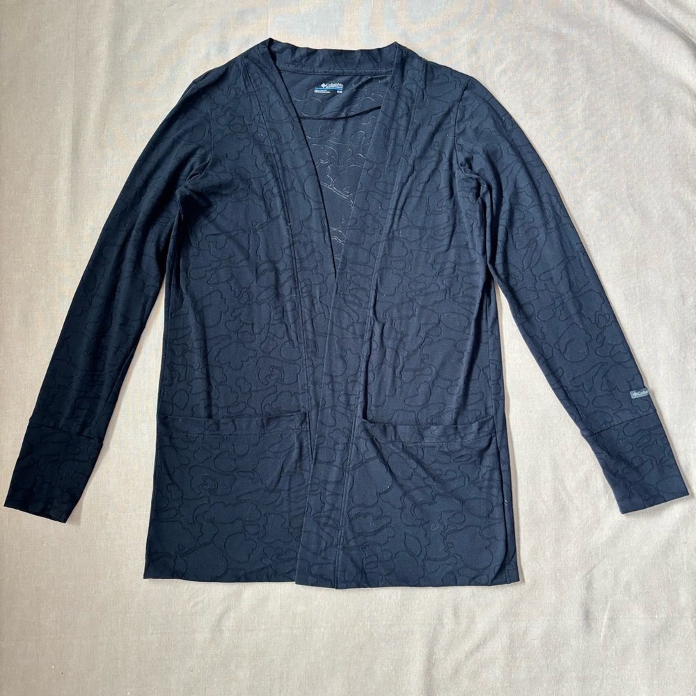 Columbia Women’s Lightweight Open Front Cardigan Black Medium Long Sleeve